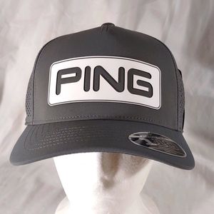 Ping Soft Gray Snapback Hat Silicone Inlay White Logo Flex Fit Tech 110 NWT